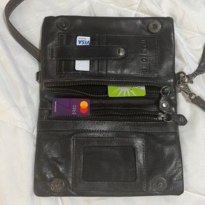 Bed Stu Black Rustic compact 3 in 1 wallet, crossbody, or clutch. Buttery soft.